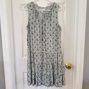 Max Studio Cream and Sage Floral Sundress Size L